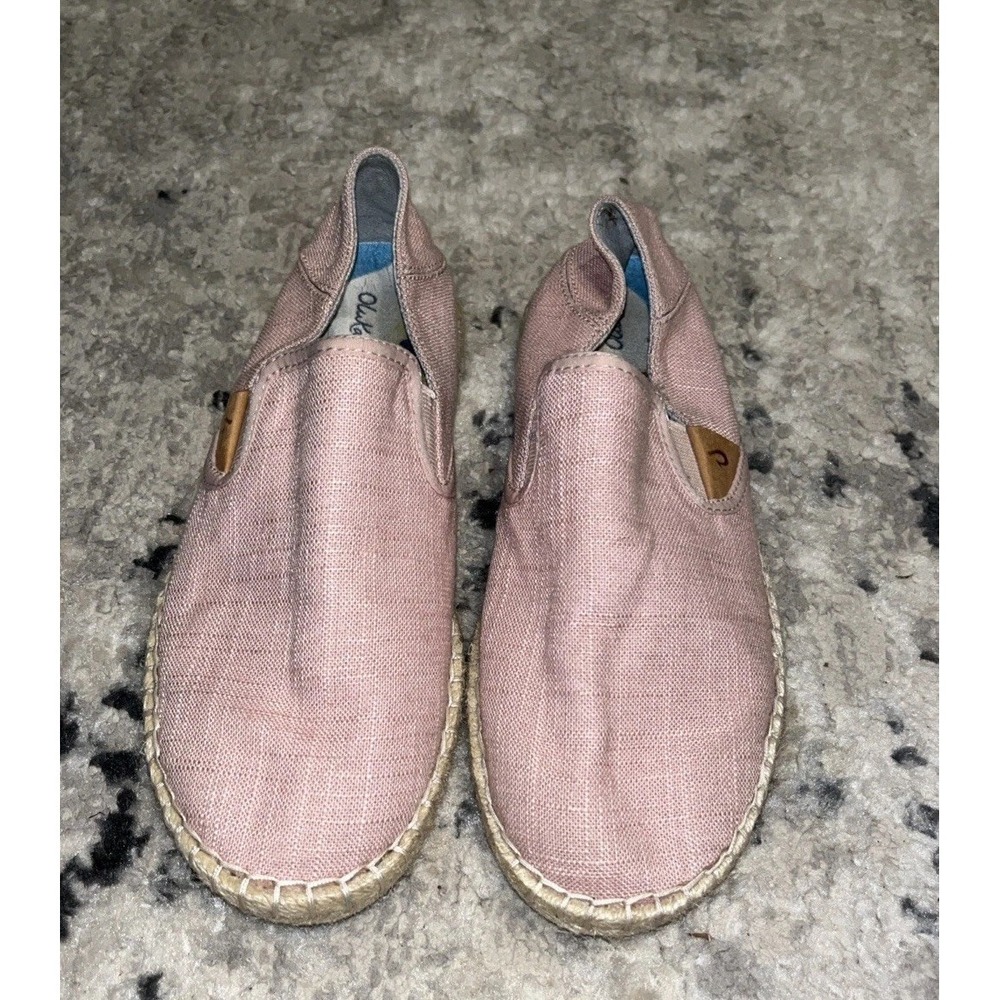 OluKai Kaula Pa'a Kapa Slip-On Shoes Linen Rose Pink Womens Sz 6.5
